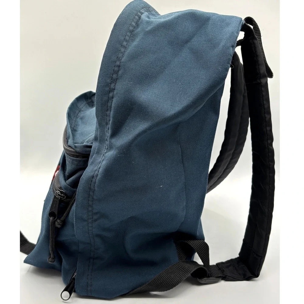 Eastpak Backpack Navy Blue Made in USA Vintage Canvas School Bag 2 Pocket